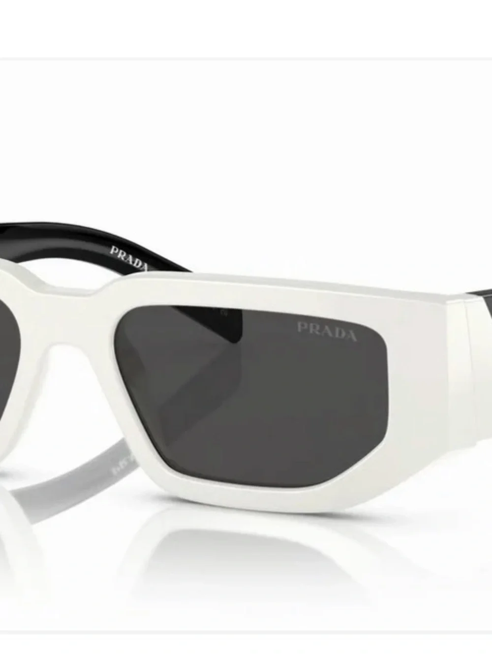 Prada White Frame Black Lens Sunglasses for Women